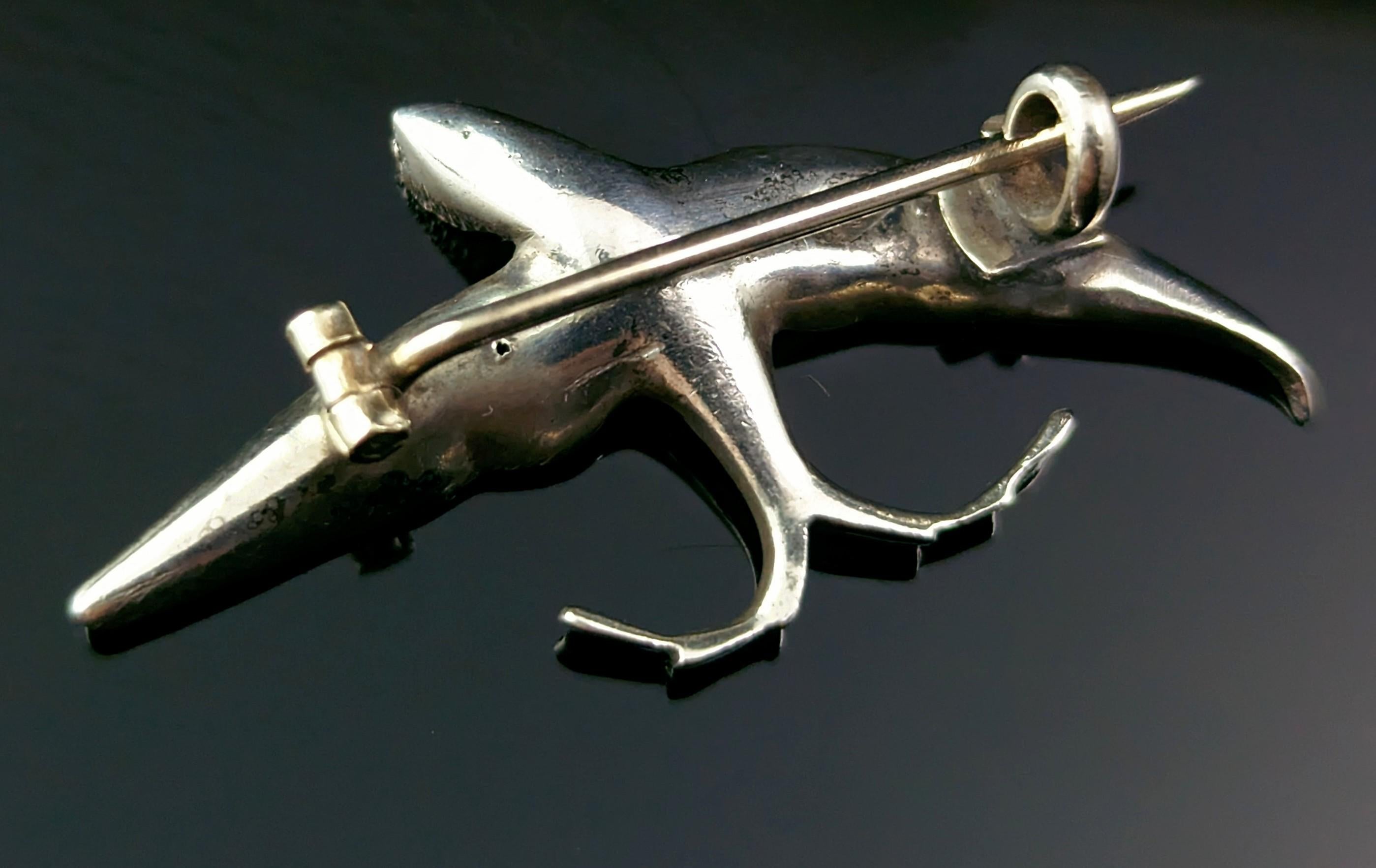 Antique silver and paste swallow brooch, Victorian  For Sale 2