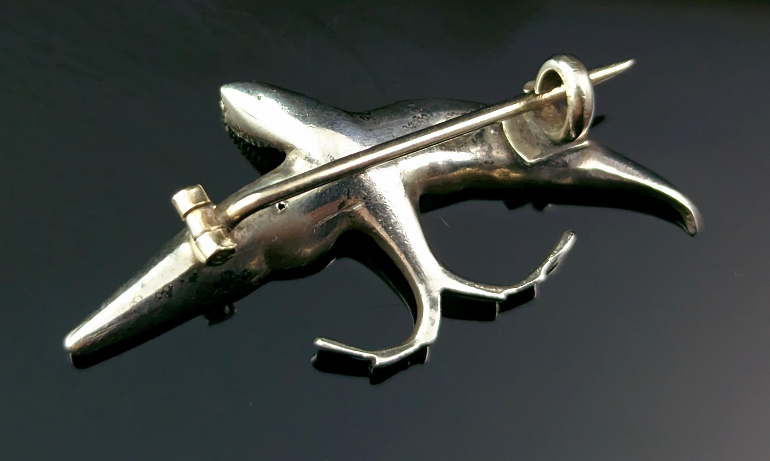 Antique silver and paste swallow brooch, Victorian  For Sale 3