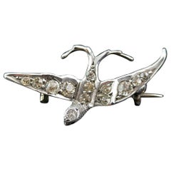 Antique silver and paste swallow brooch, Victorian