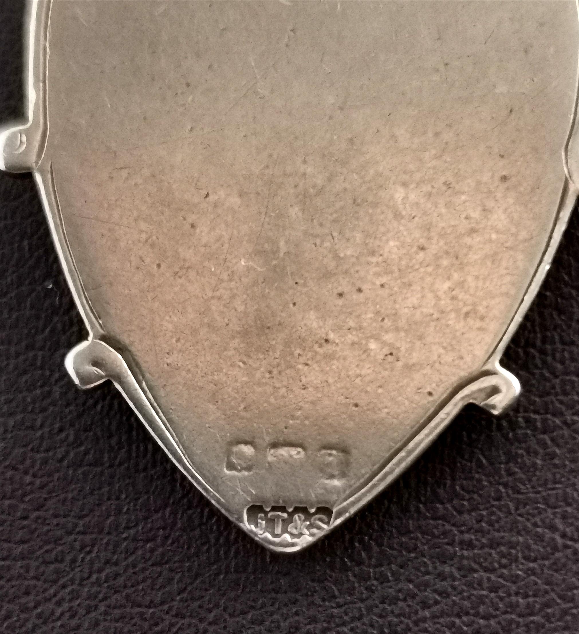 Antique Silver and Rose Gold Shield Fob, Pendant  3