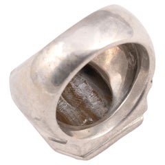 Antique Silver Steel And Gold Signet Men's Ring