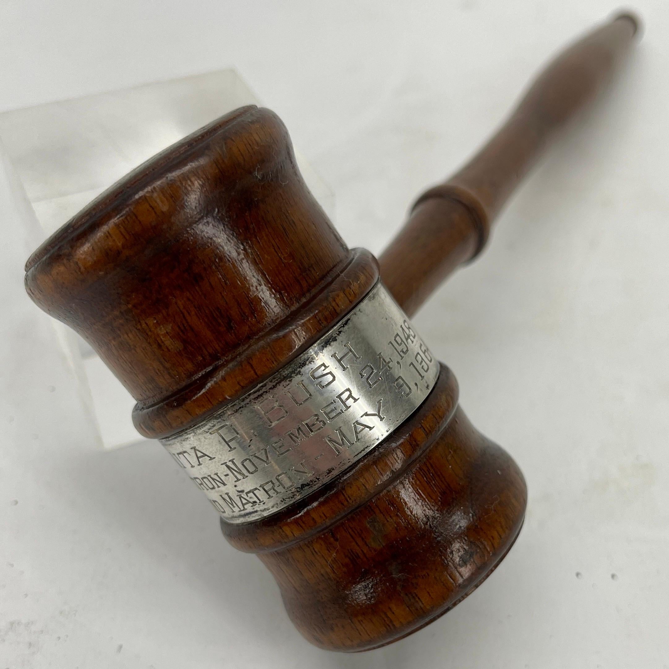 20th Century Antique Silver and Wooden Presentation Judge's Gavel, circa 1960s For Sale