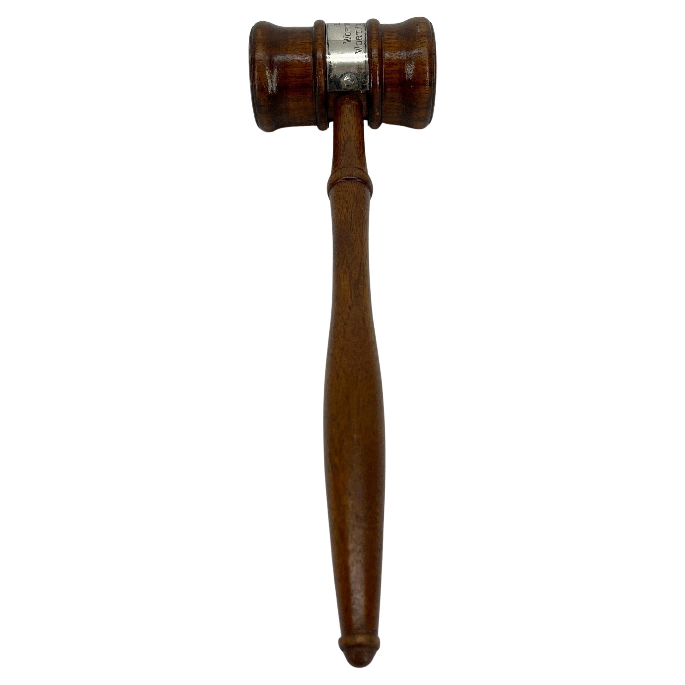 Victorian Antique Silver and Wooden Presentation Judge's Gavel, circa 1960s For Sale