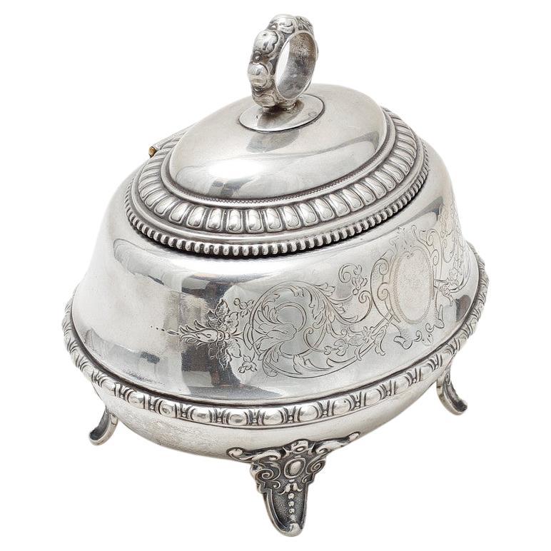 Antique Silver Art Deco Silver Box, Decorative Sugar Bowl Gold Gilding Inside