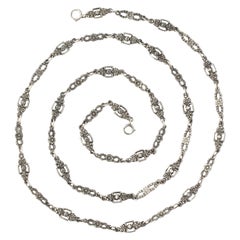 Antique Silver Art Nouveau Floral Chain