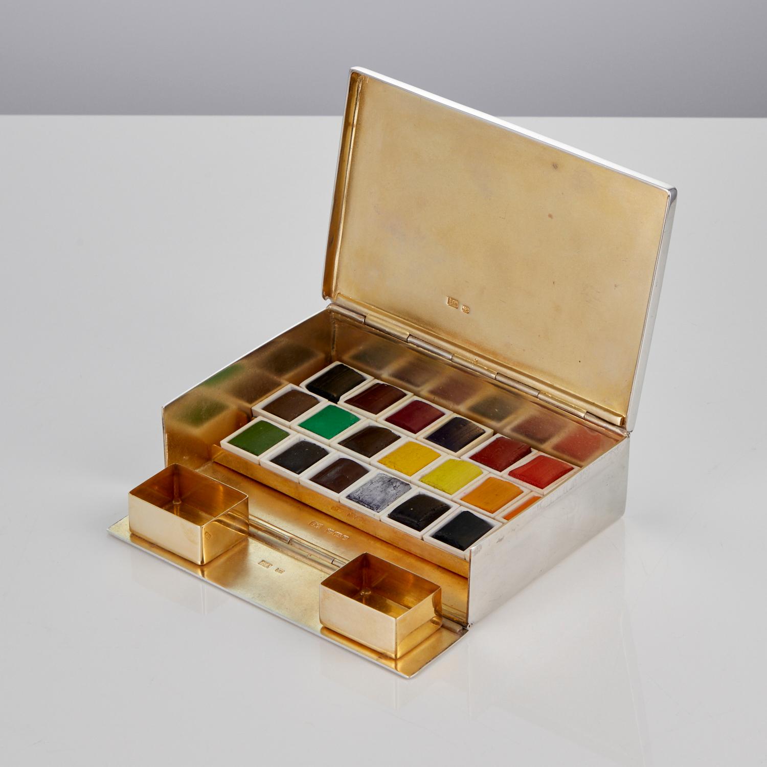 Britannique Boîte à peinture ancienne en argent pour artistes d'art par Harry Atkin Sheffield 1892 en vente