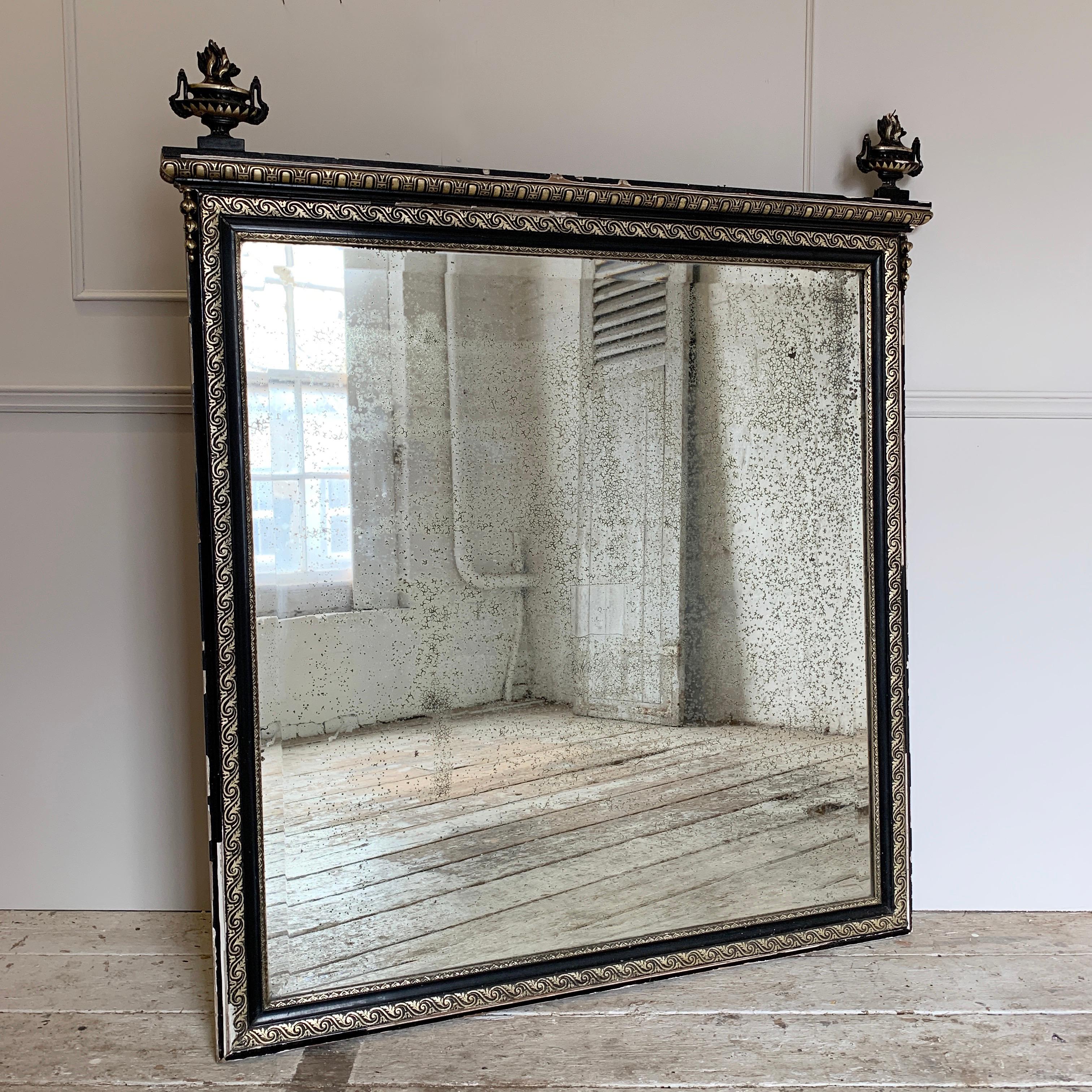 Antique Silver Backed Mantle Mirror, 1800s 1