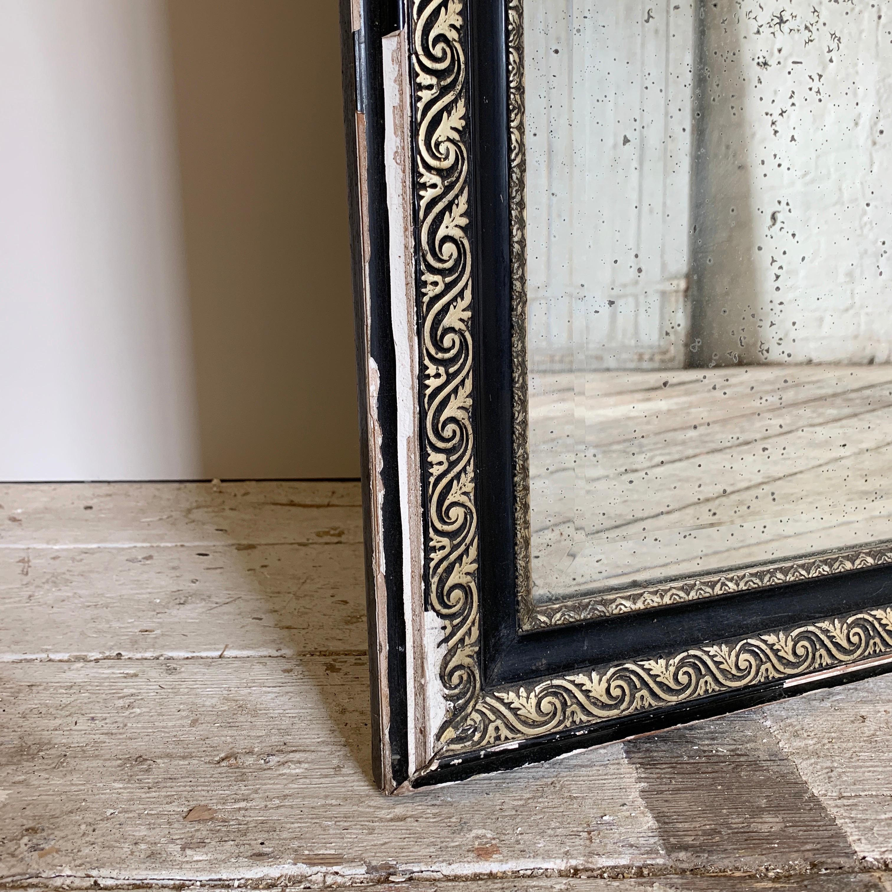 French Antique Silver Backed Mantle Mirror, 1800s