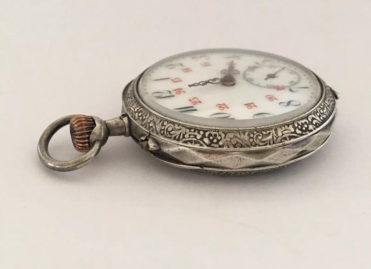 Antique Silver Beautifully Engraved Case Pocket Watch 4