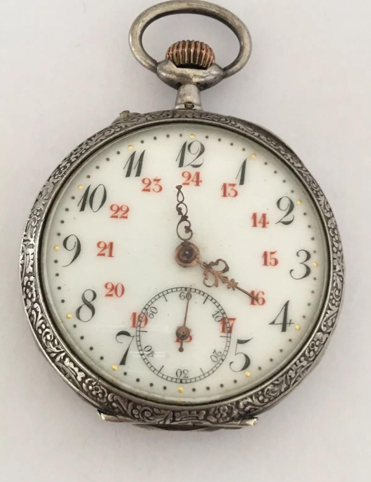 Antique Silver Beautifully Engraved Case Pocket Watch In Good Condition In Carlisle, GB
