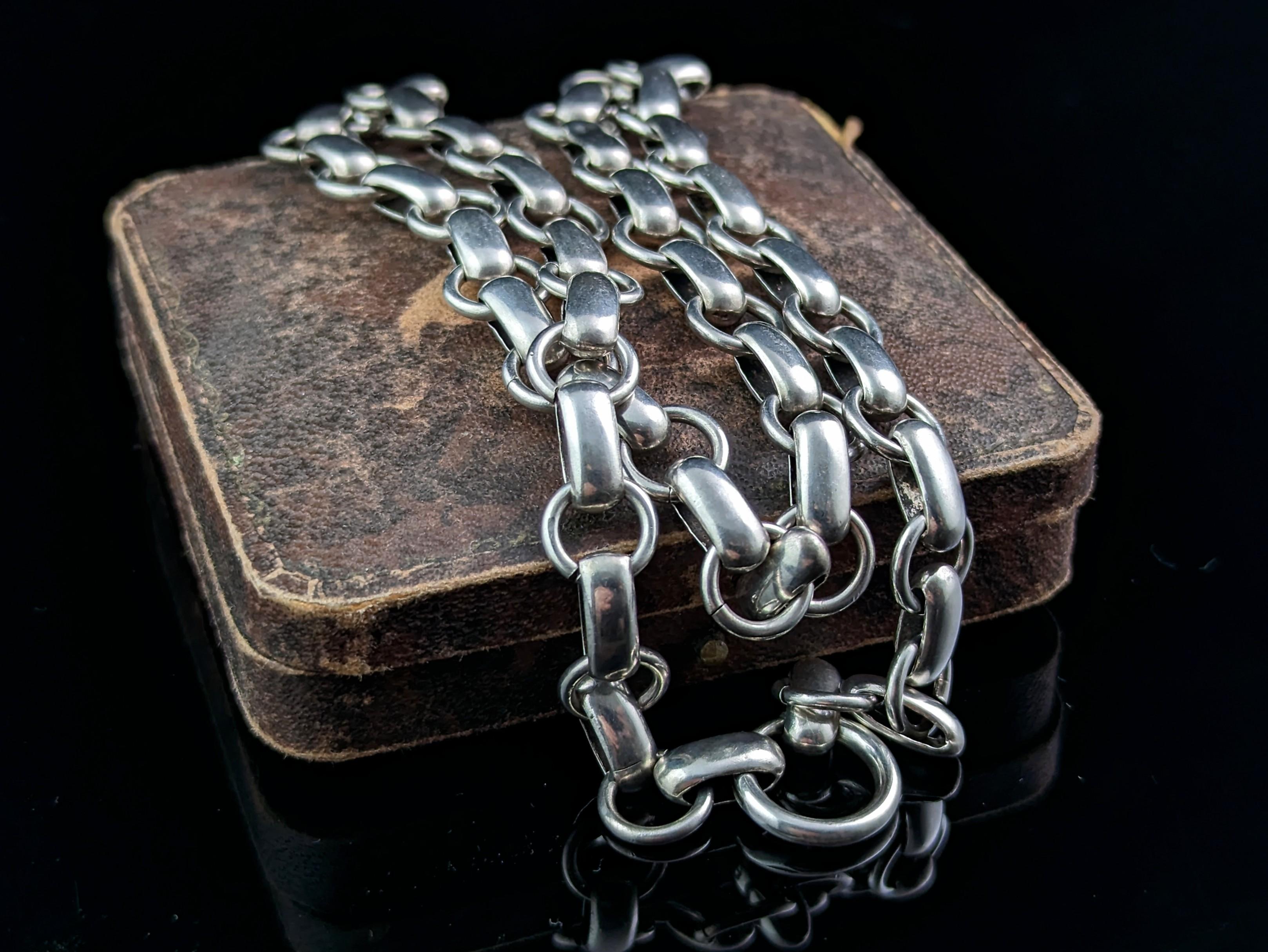 Antique Silver Book Chain Collar Necklace, Victorian 6