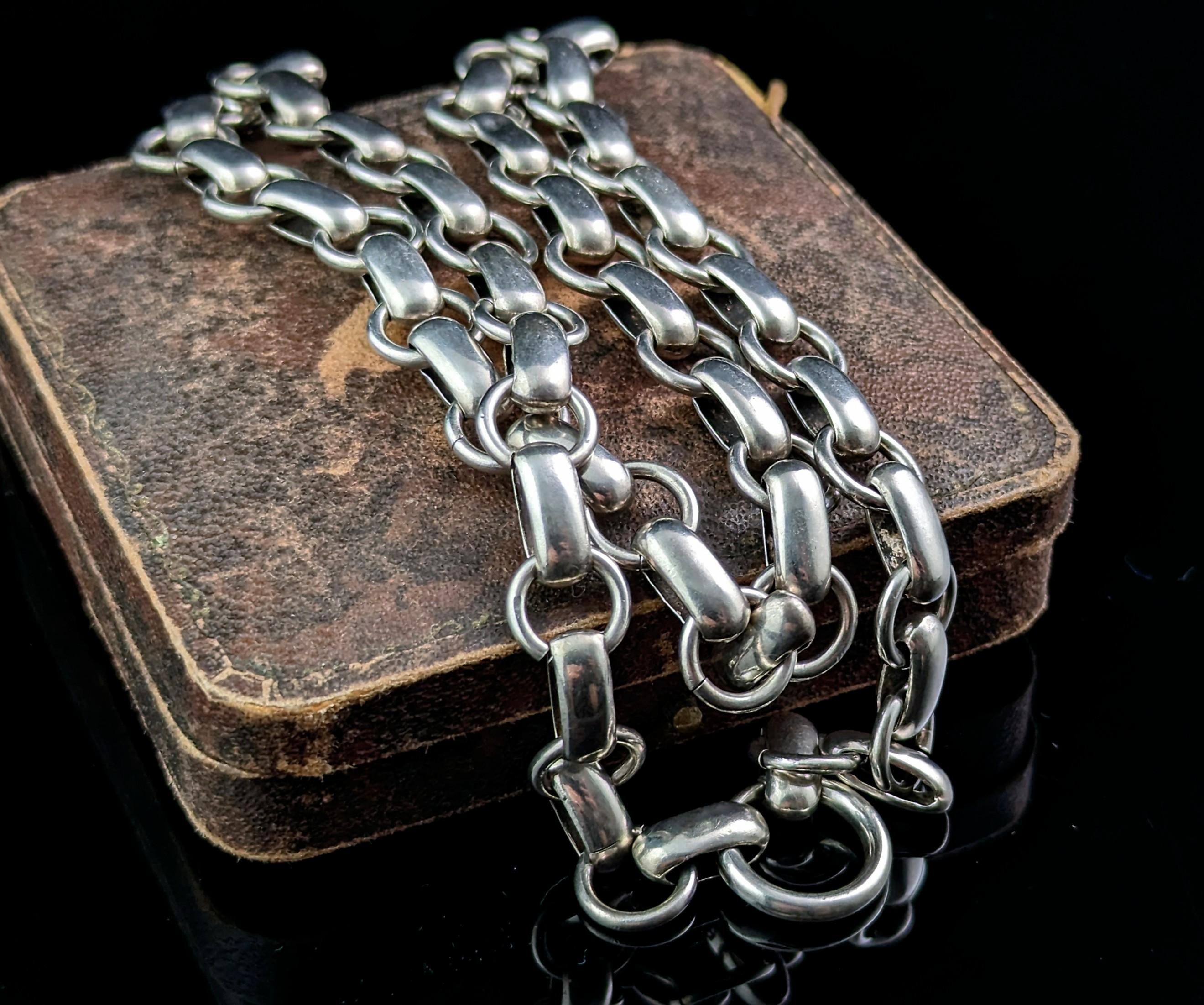 Antique Silver Book Chain Collar Necklace, Victorian 7
