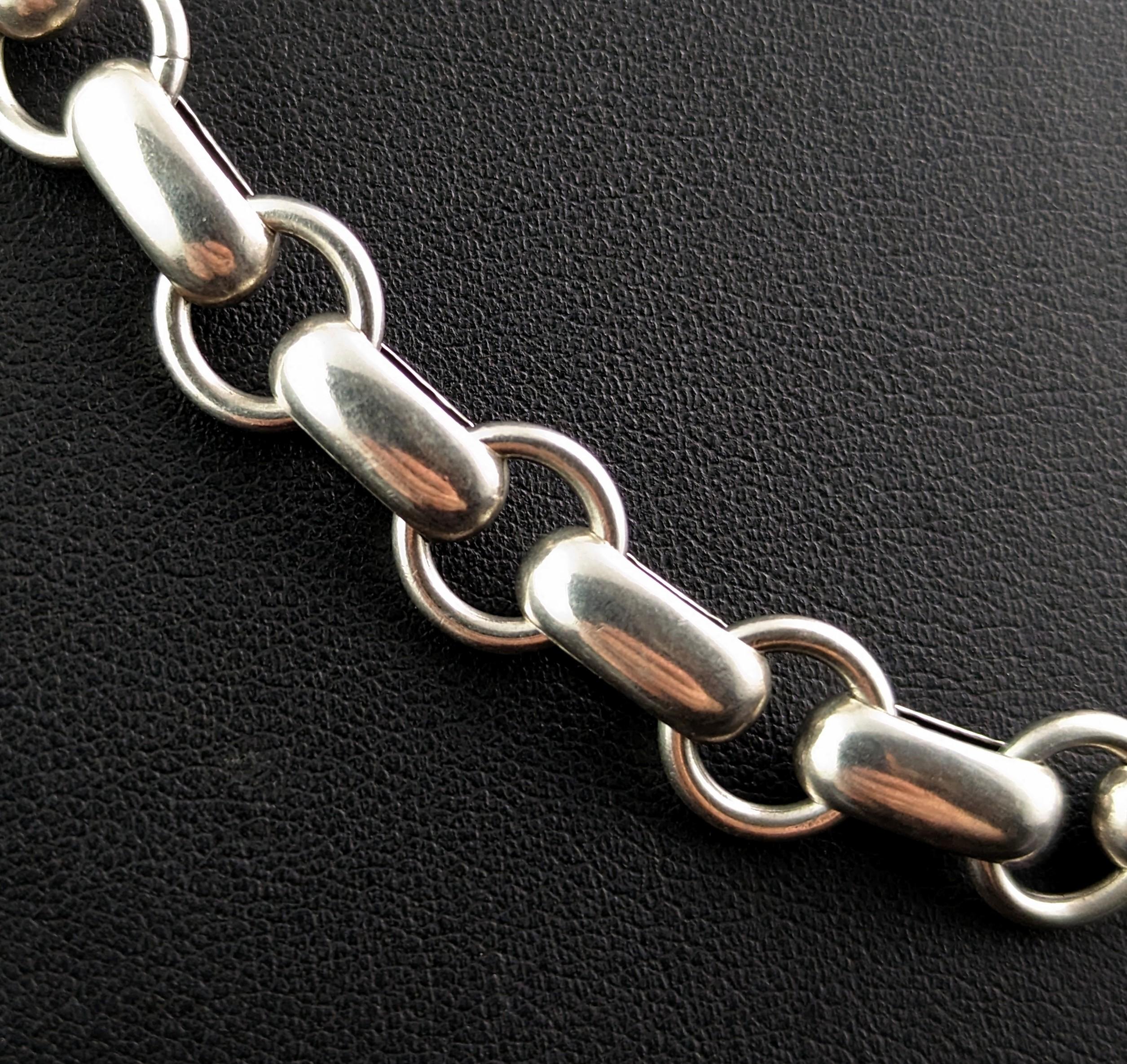 Antique Silver Book Chain Collar Necklace, Victorian 1
