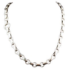 Antique Silver Book Chain Collar Necklace, Victorian