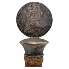 Antique silver bottle stopper with a Maria Theresa thaler from 1900