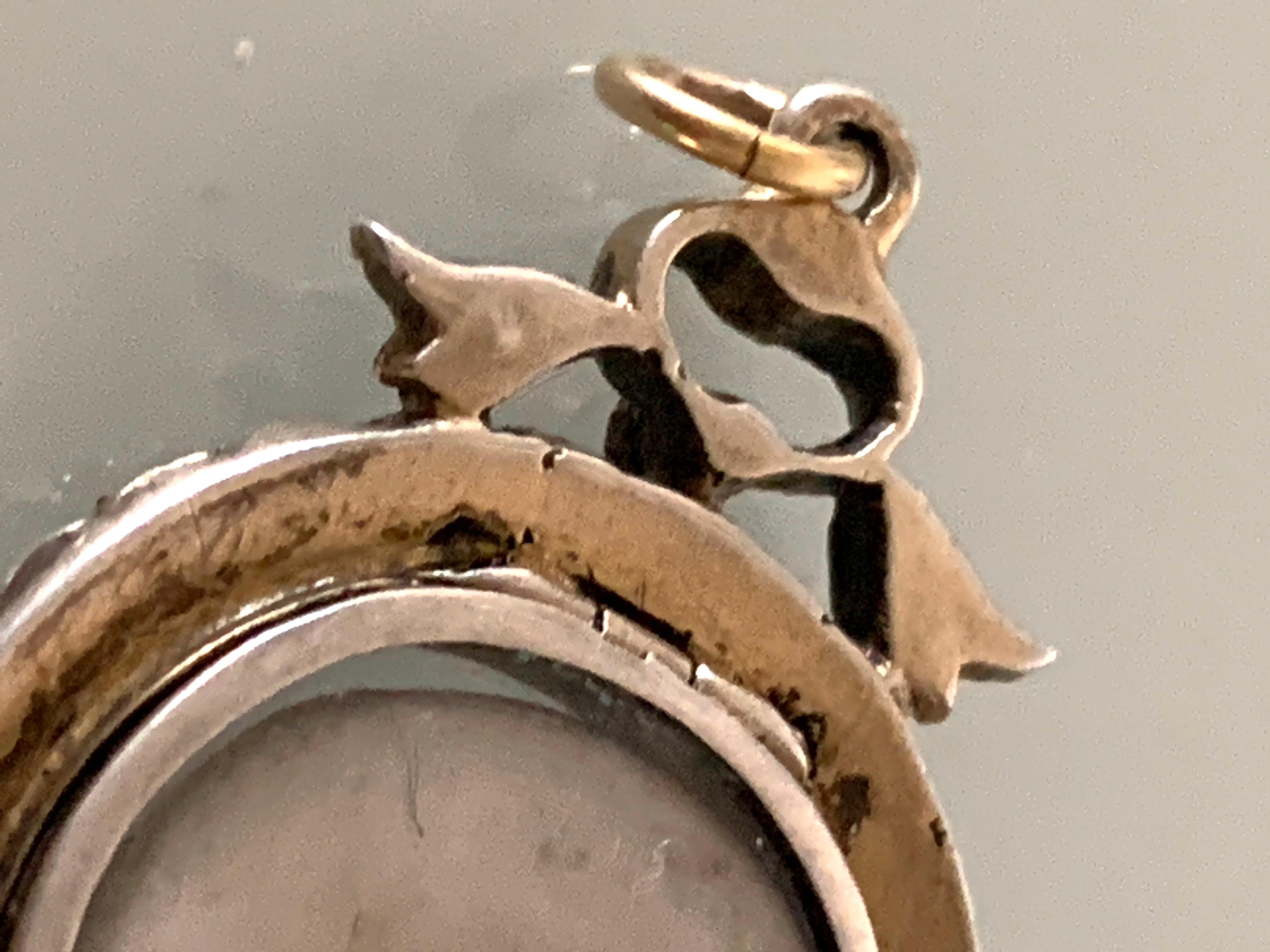 Antique Silver Bow / Paste gem / Locket For Sale 6