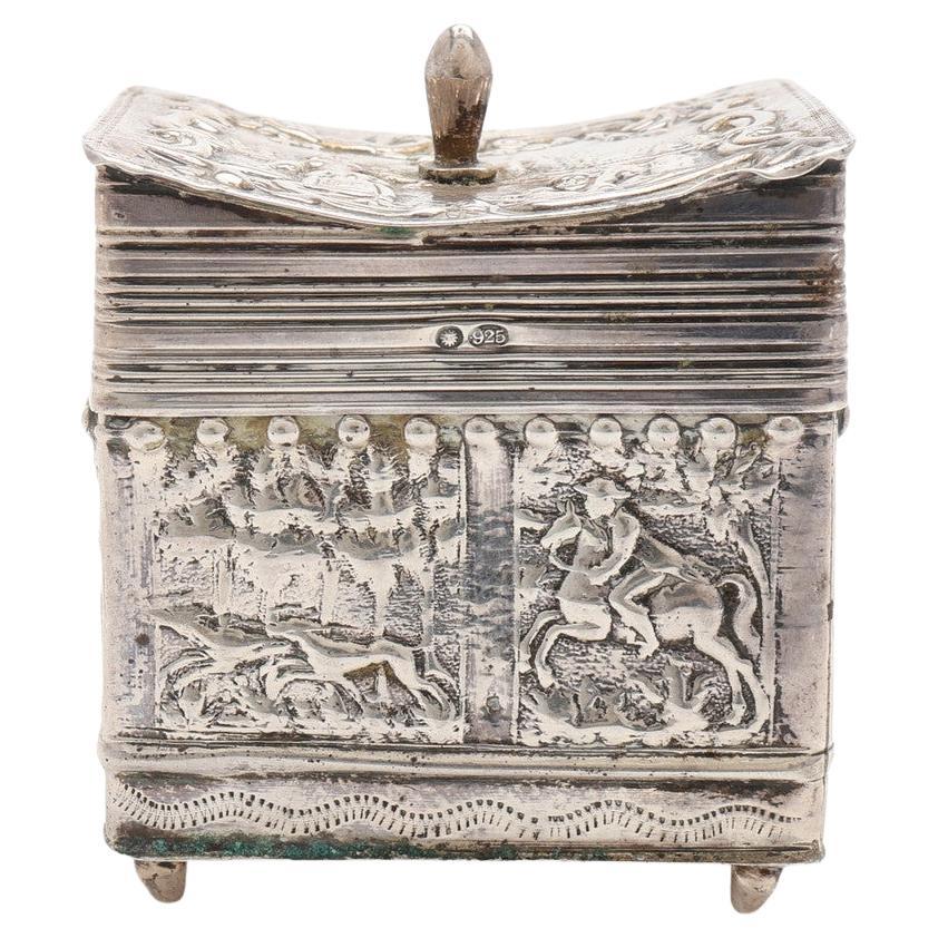 Antike Silberschachtel Dekorative Schachtel, Sterlingsilber Jewllery Box Wohndekor