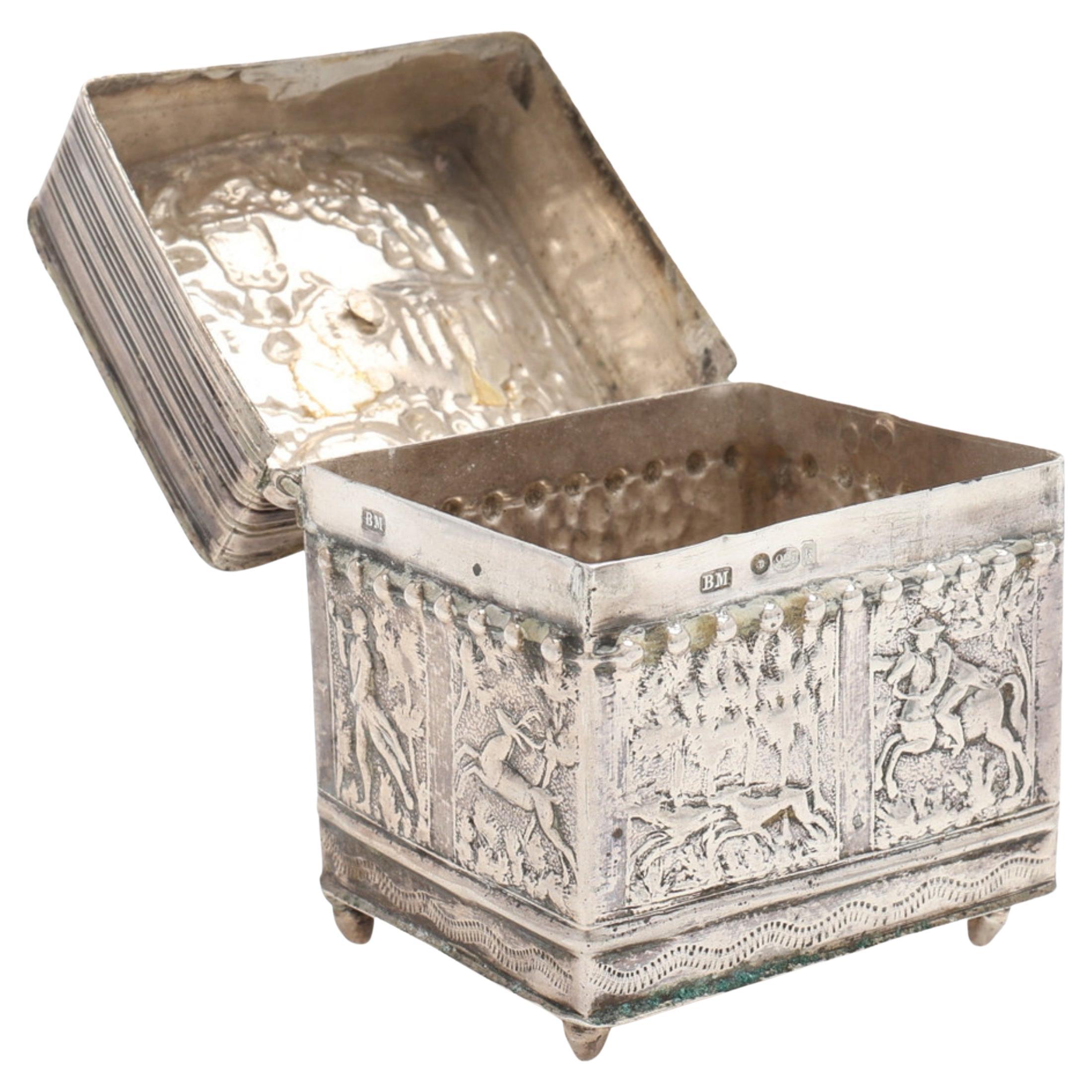 Boîte décorative en argent ancien, boîte à bijoux en argent sterling, décoration intérieure