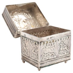 Scatola decorativa d'argento antica, portagioie d'argento Sterling Home Decor