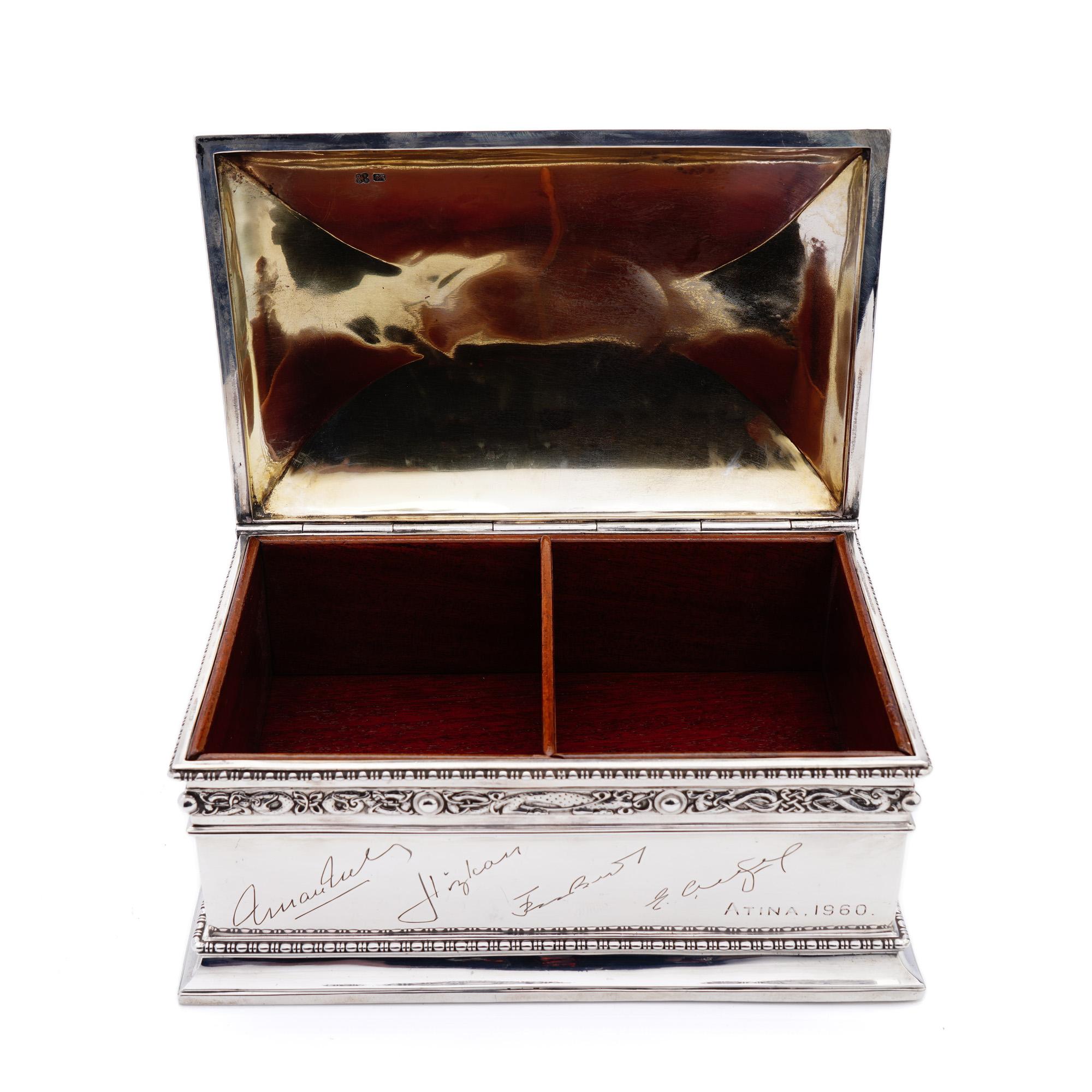 Edwardian Antique Silver Box with Initials, by George Edward & Sons, Sheffield 1906 For Sale