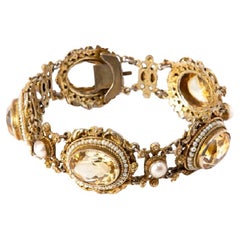 Antique silver bracelet with citrine and pearls, circa 1900.