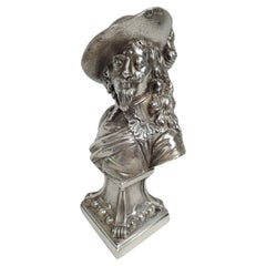 Antique Silver Bust of English King Charles i After Van Dyck
