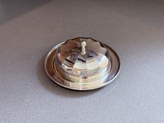 Antique Silver Butter Dish with Glass Insert Luxury Tableware Set Caviar Dish