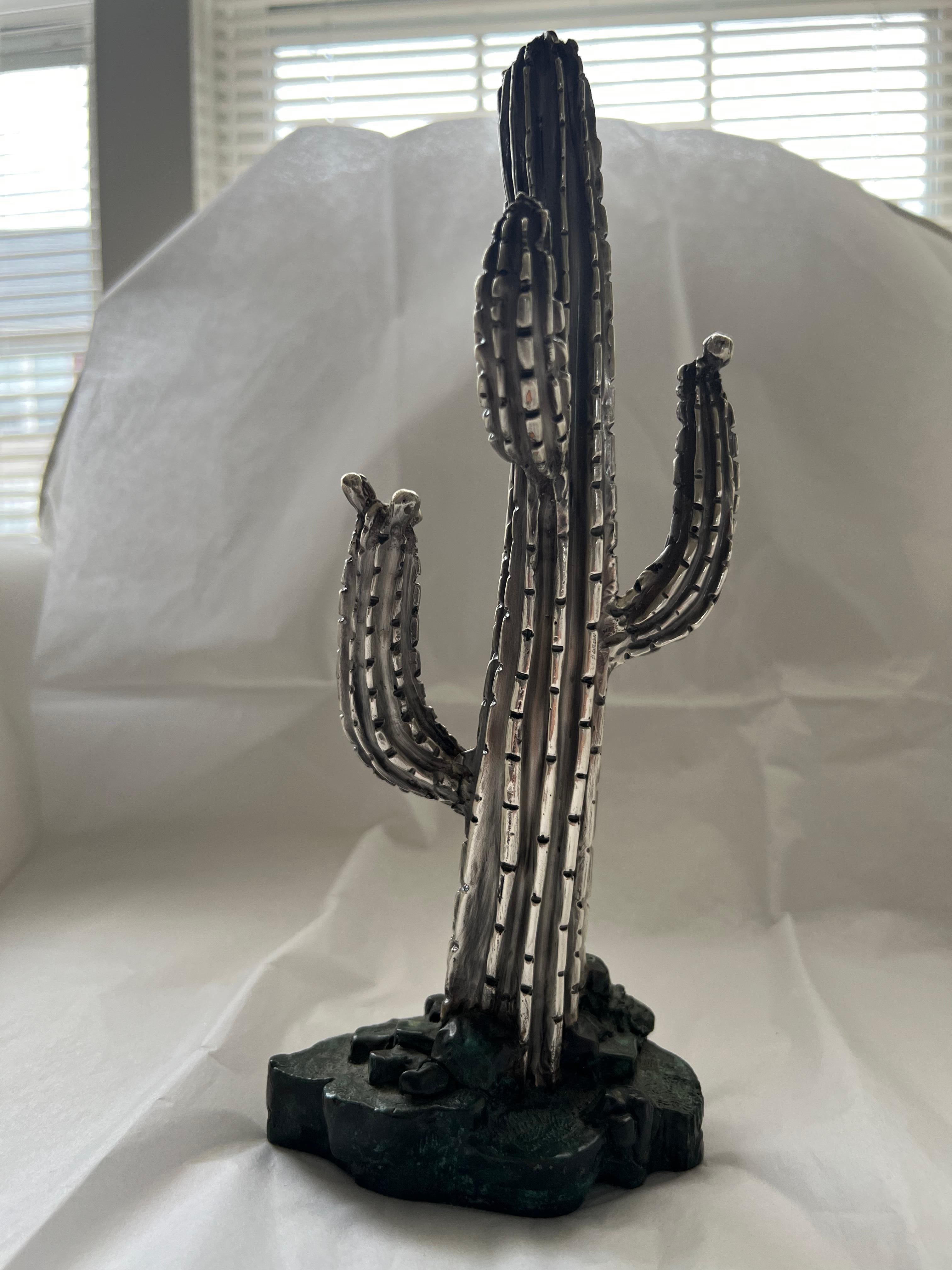 Antike Silber-Kactus-Baum-Statue-Galt, Vintage, klassisches Dekorationsgegenstand im Angebot 9