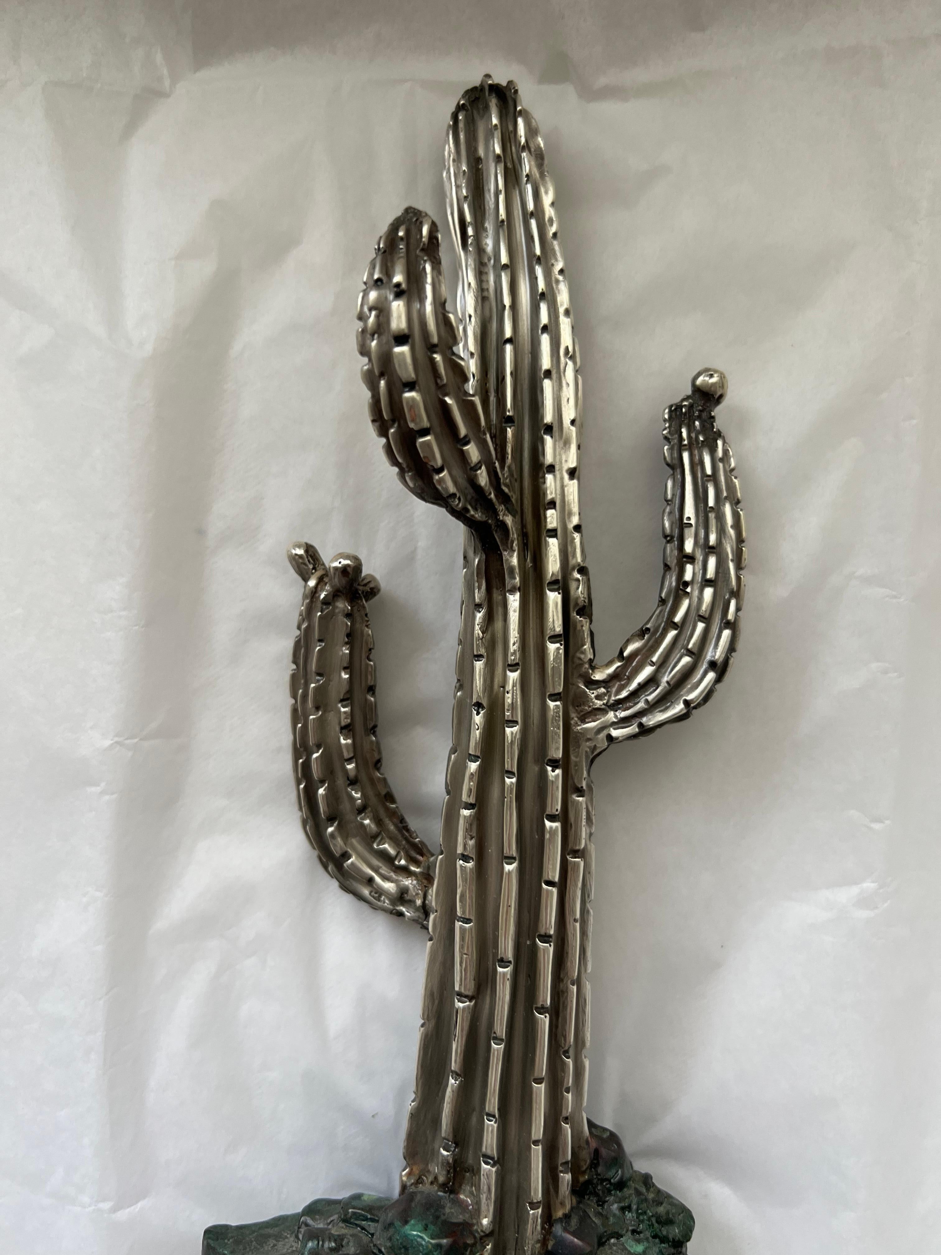Antike Silber-Kactus-Baum-Statue-Galt, Vintage, klassisches Dekorationsgegenstand im Angebot 4