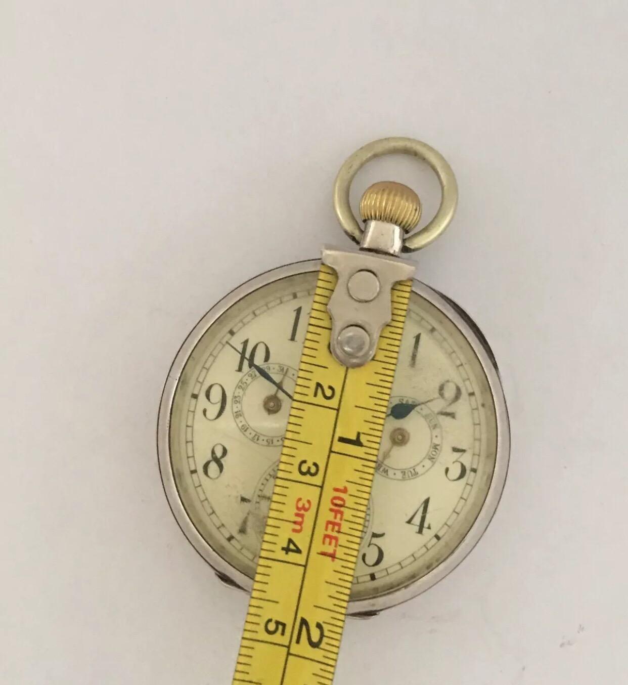 Antique Silver Calendar Pocket Watch For Sale 1