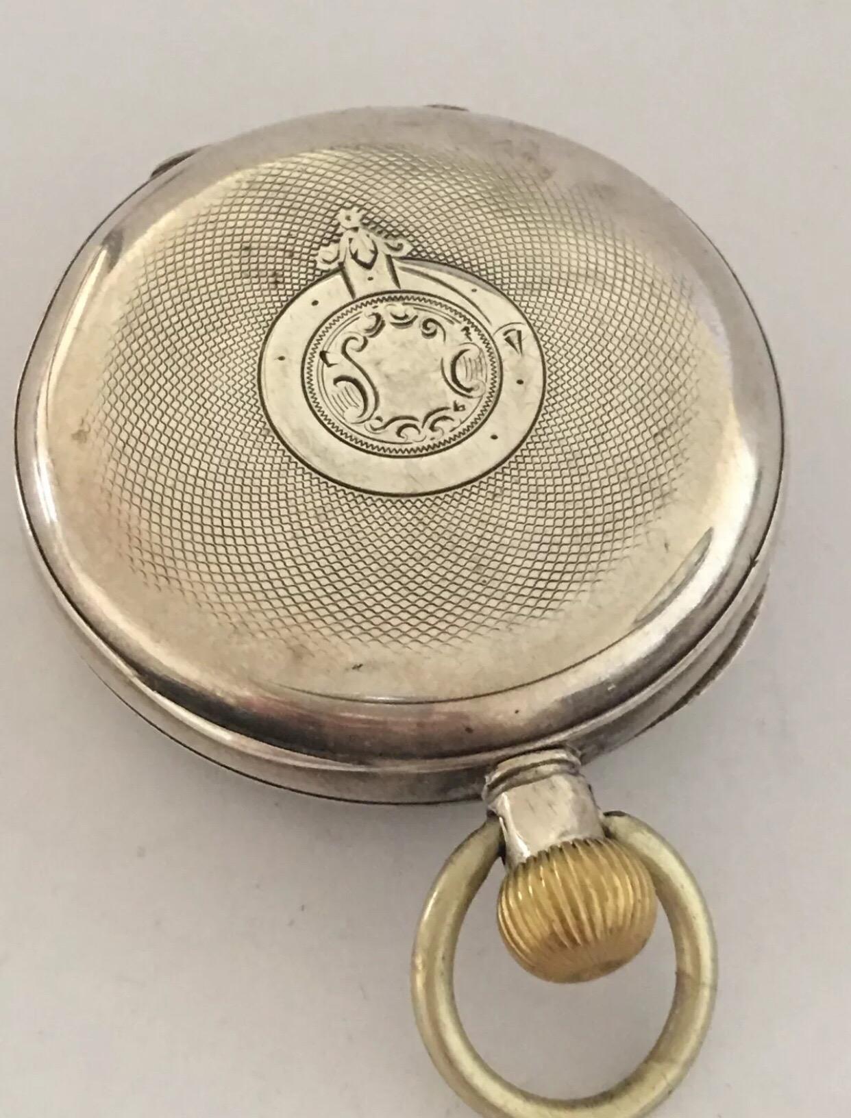 Antique Silver Calendar Pocket Watch For Sale 2