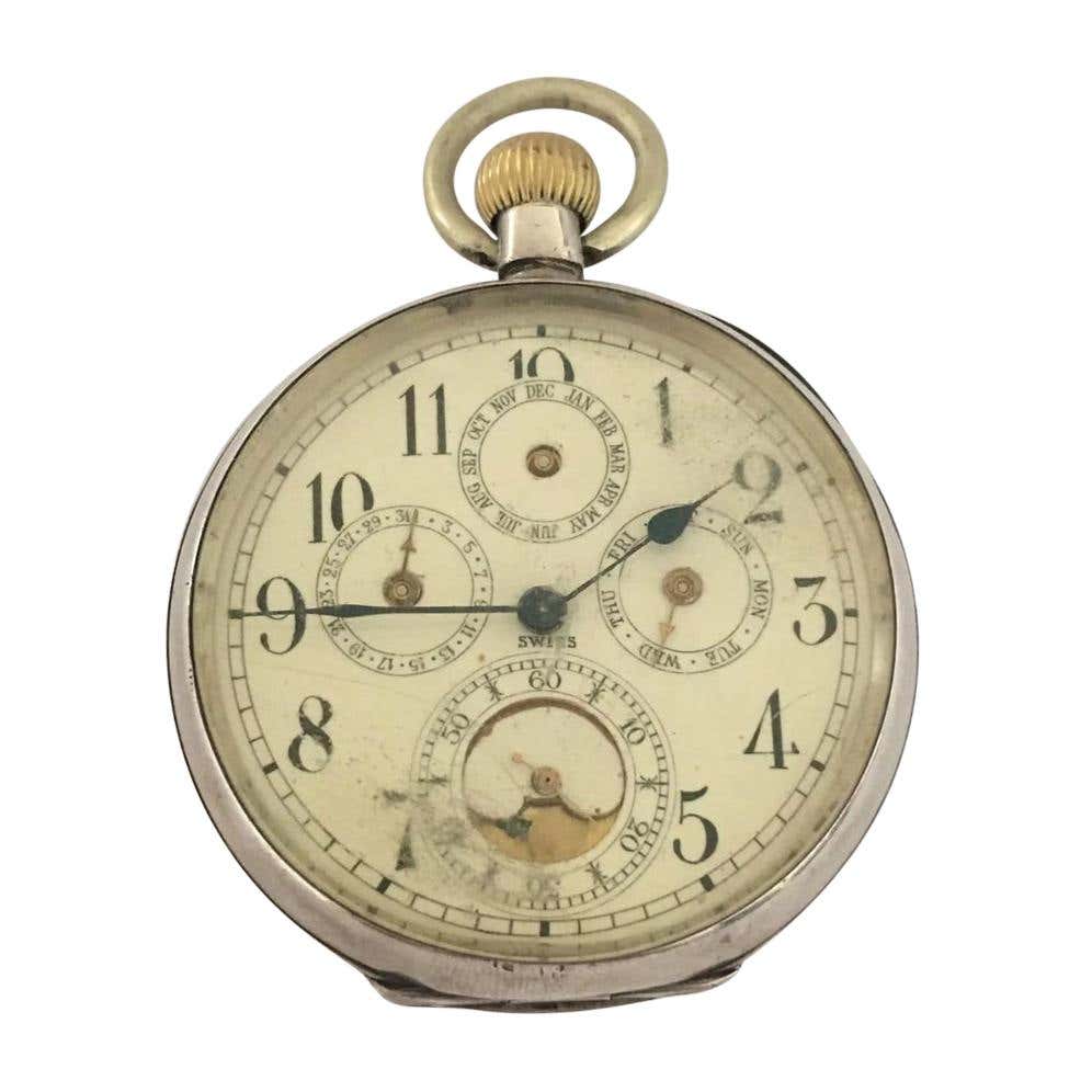 Antique Silver Calendar Pocket Watch For Sale at 1stDibs antique