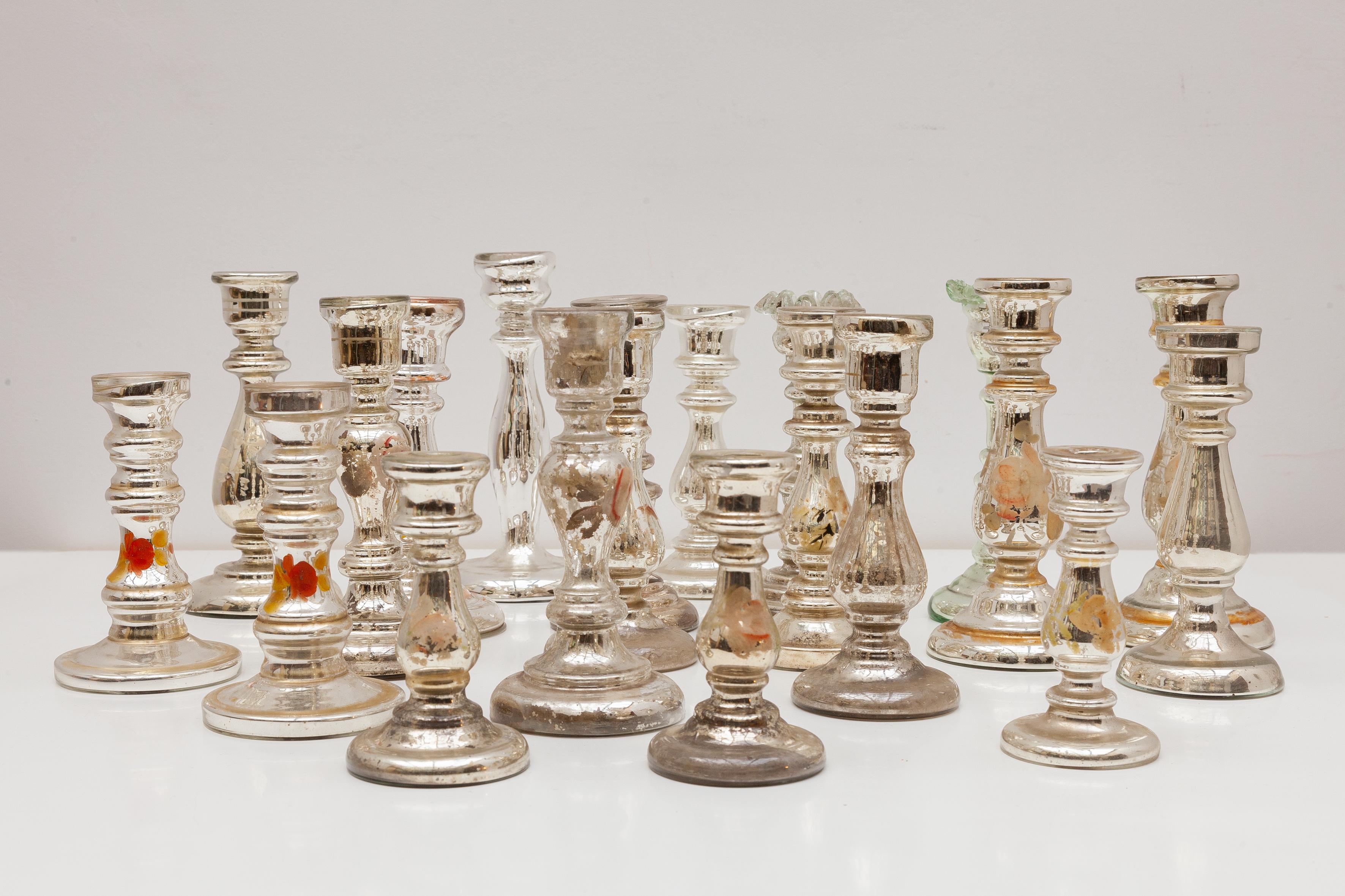 Vetro soffiato Antico set di candelabri d'argento da 20 pezzi ' Farmer Silver', XIX secolo in vendita