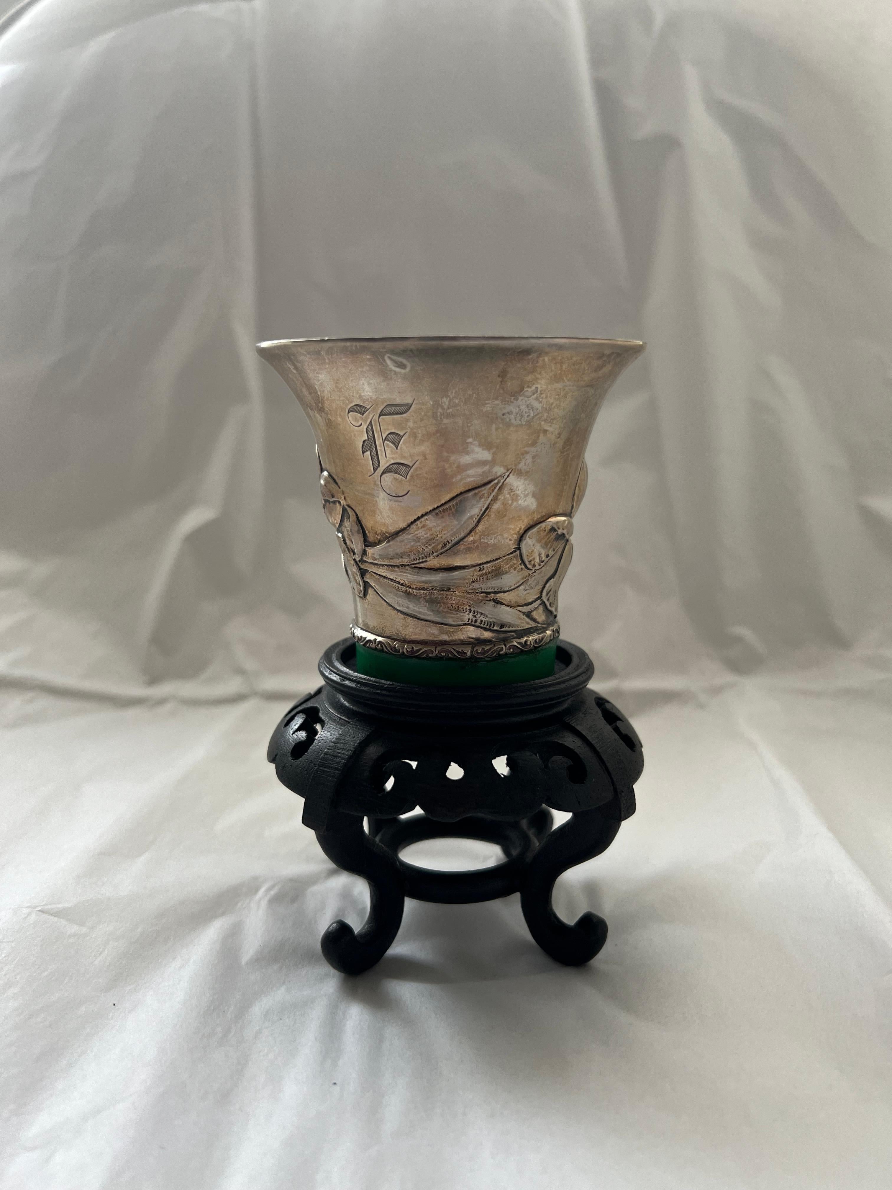 Antique Silver Candle Goblet Galt Vintage Estate Classic Decoration Kitchenware In Fair Condition For Sale In Oakton, VA