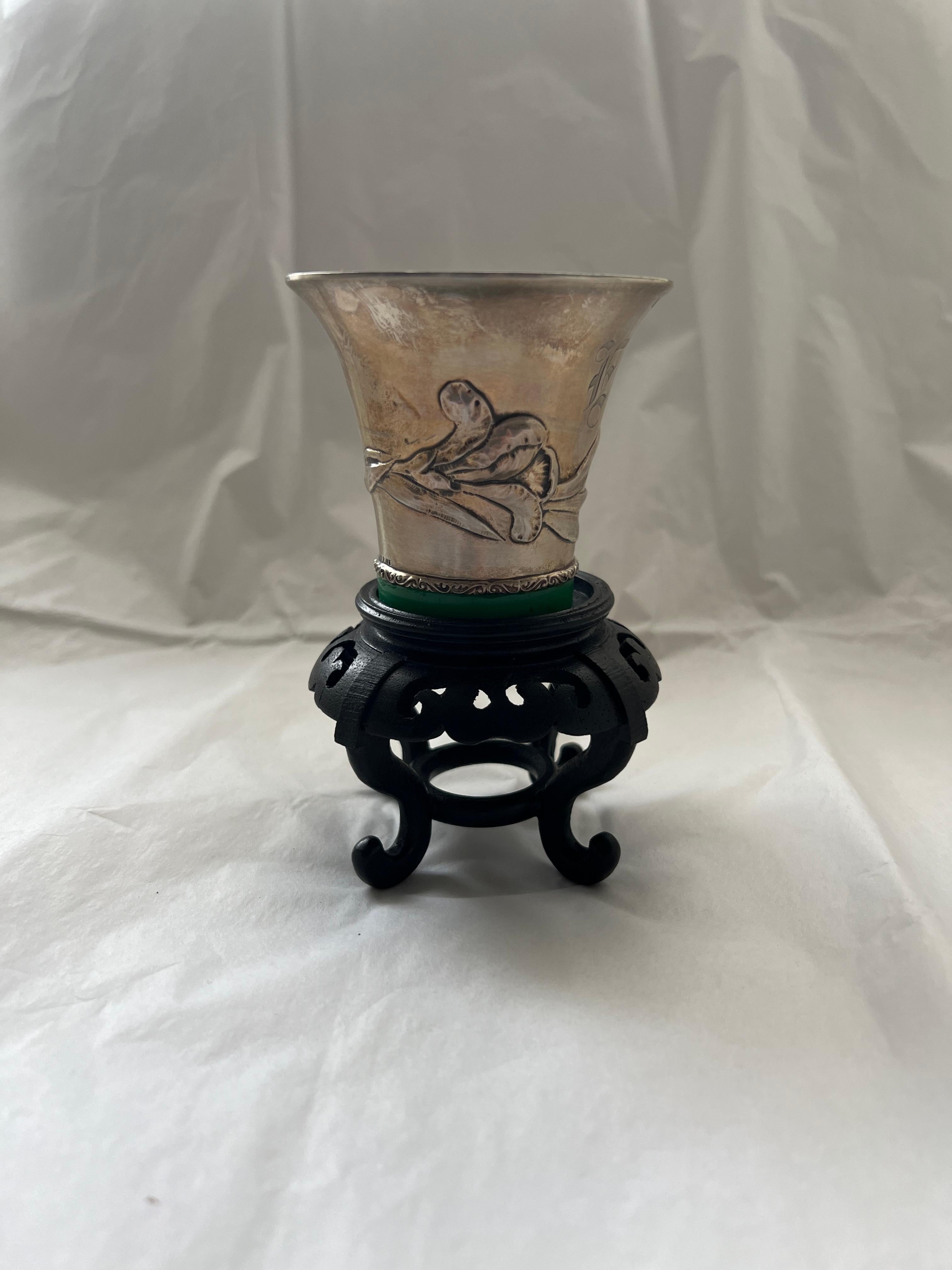 Antike Silber-Kerzenleuchter, Goblet-Galt, Vintage, klassische Deko-Keramik im Angebot 1