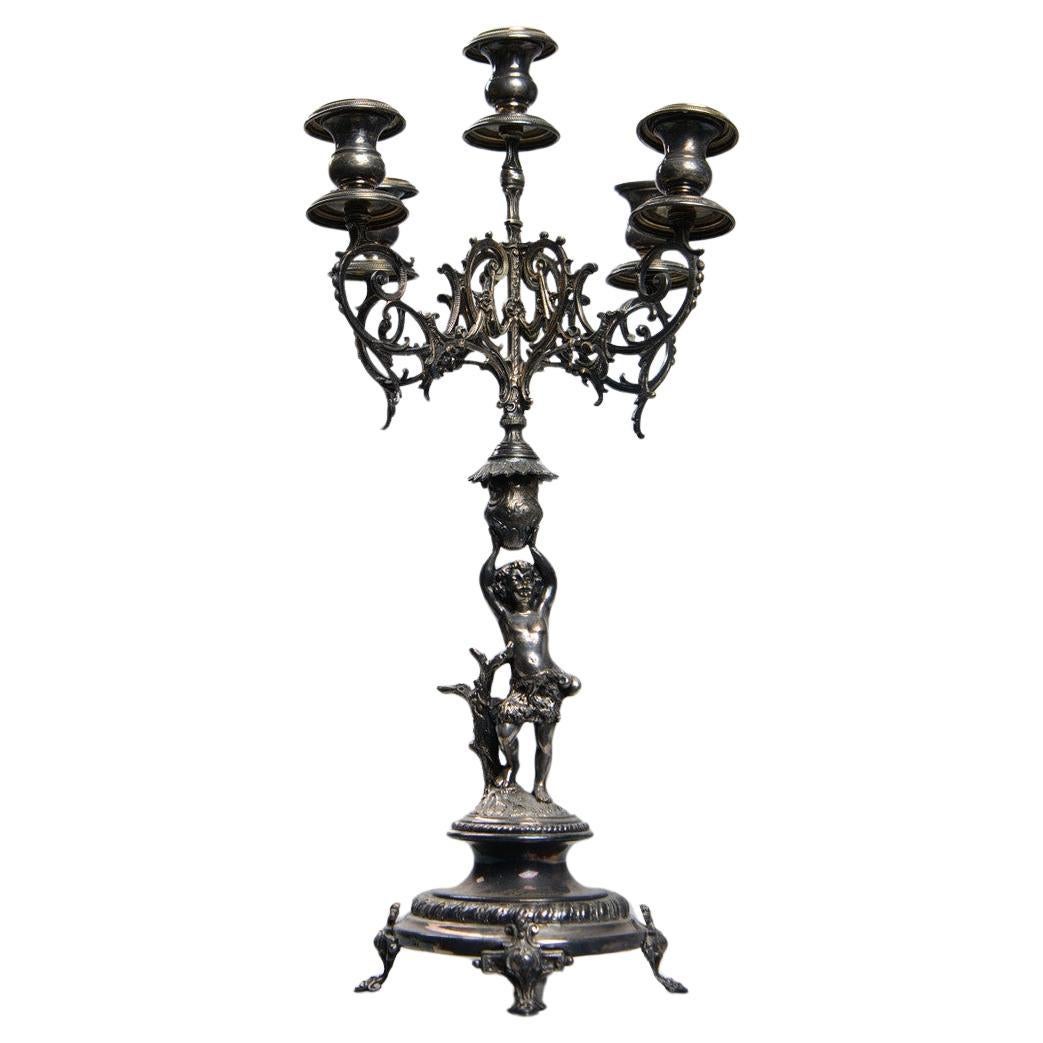 Antique Silver Candle Holder Figurine Chandelie Decorative Candlestick Sculpture
