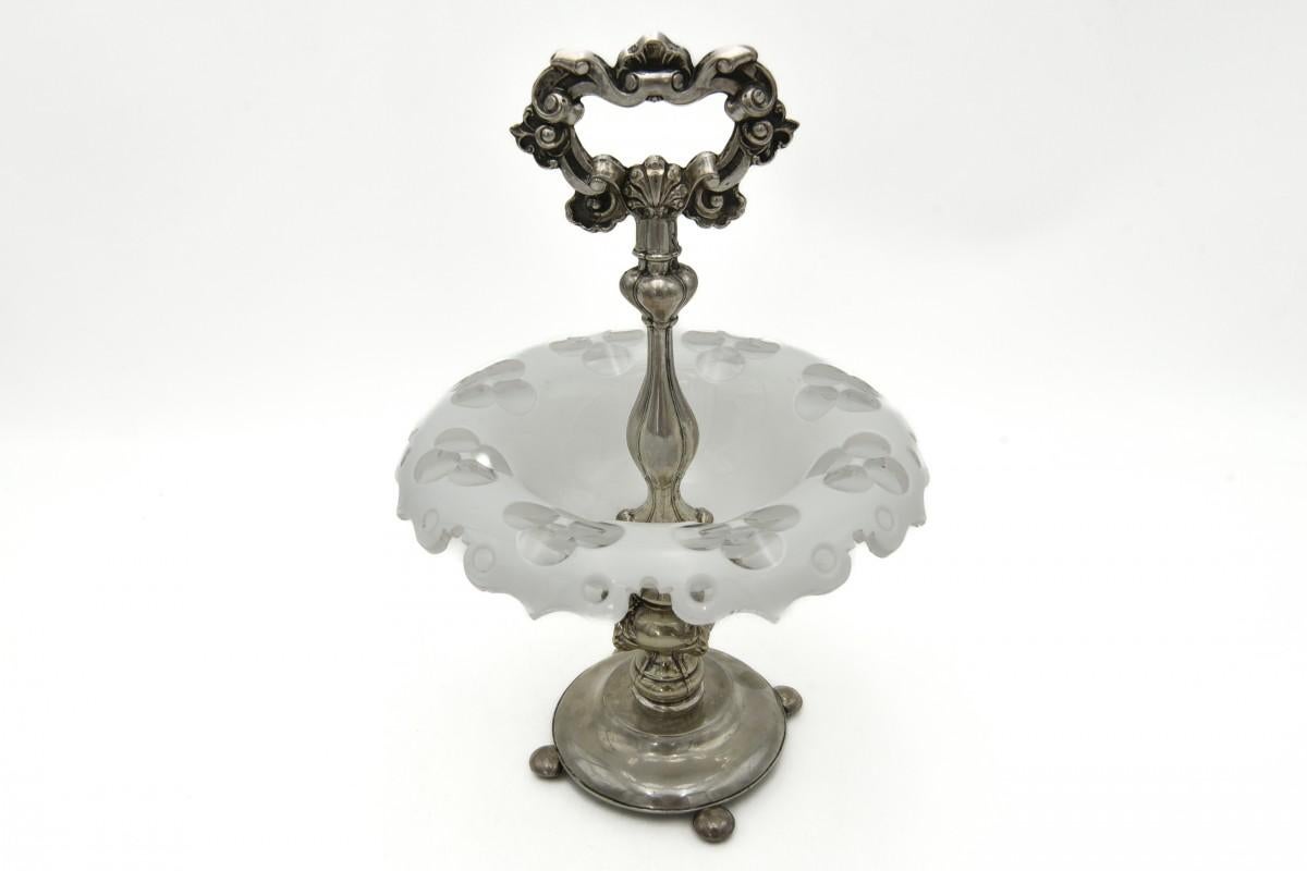 German Antique silver candy platter, late 19th century. For Sale