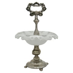 Antike Kerzenplatte aus Silber, spätes 19. Jahrhundert.