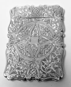 Antique Silver Card Case, Birmingham 1869 Frederick Marson