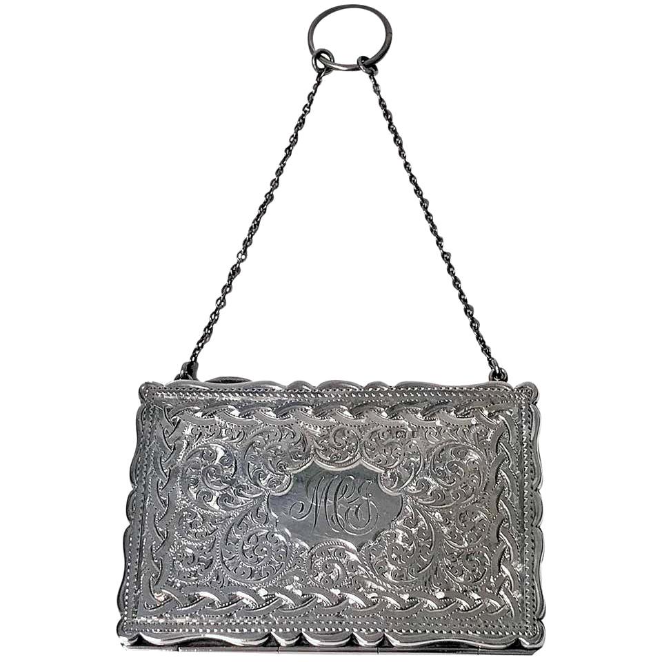 Antique Silver Card Case, Birmingham 1910, Adie and Lovekin For Sale