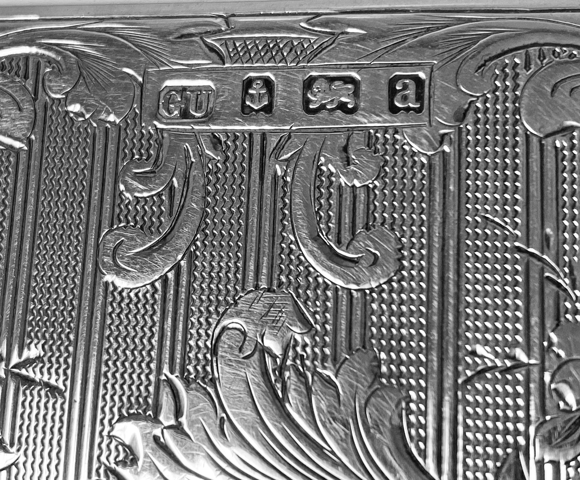 Antikes Silber-Kartenetui oder Zigarettenetui, Birmingham 1900 George Unite 3