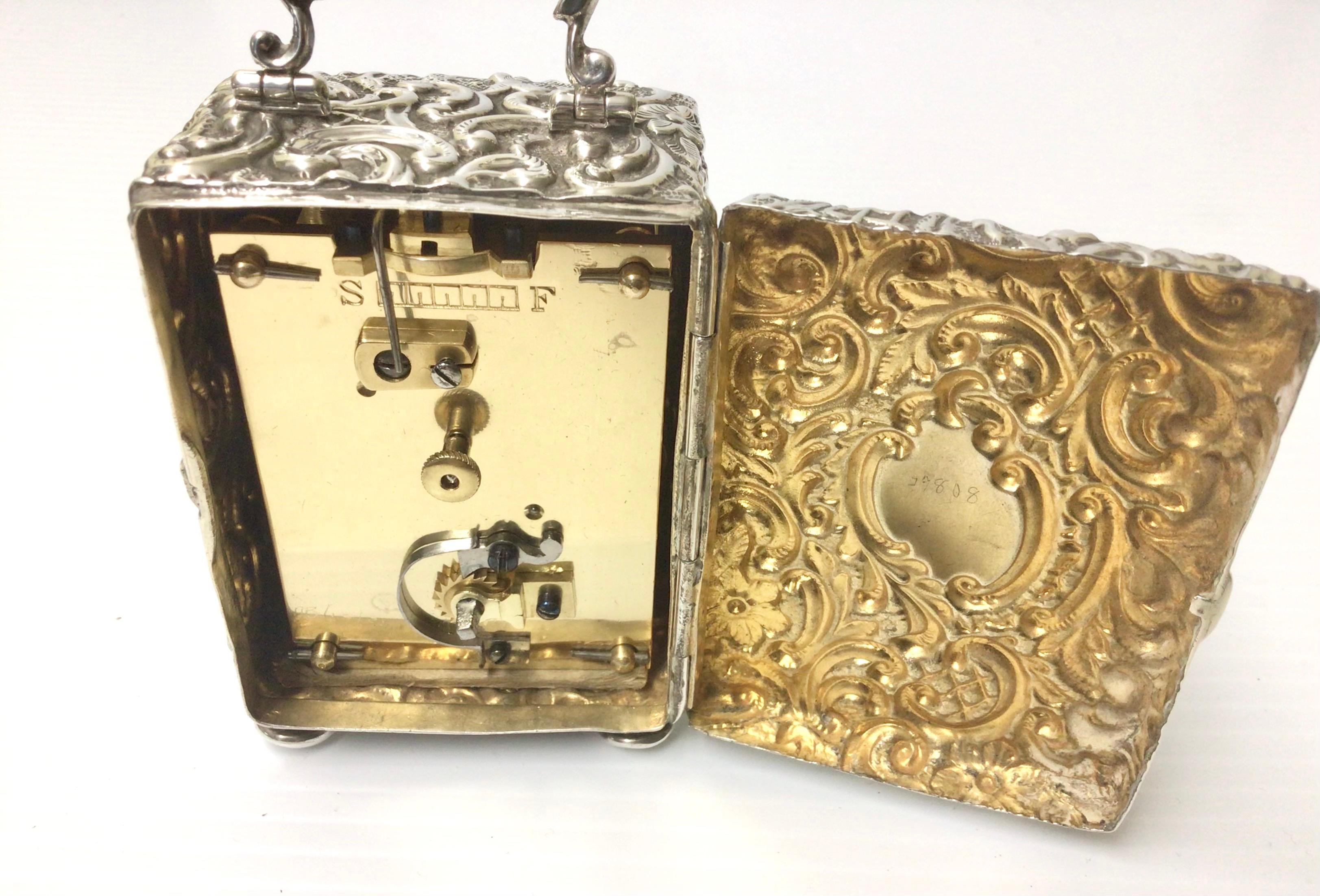 Sterling Silver Antique Silver Carriage Clock