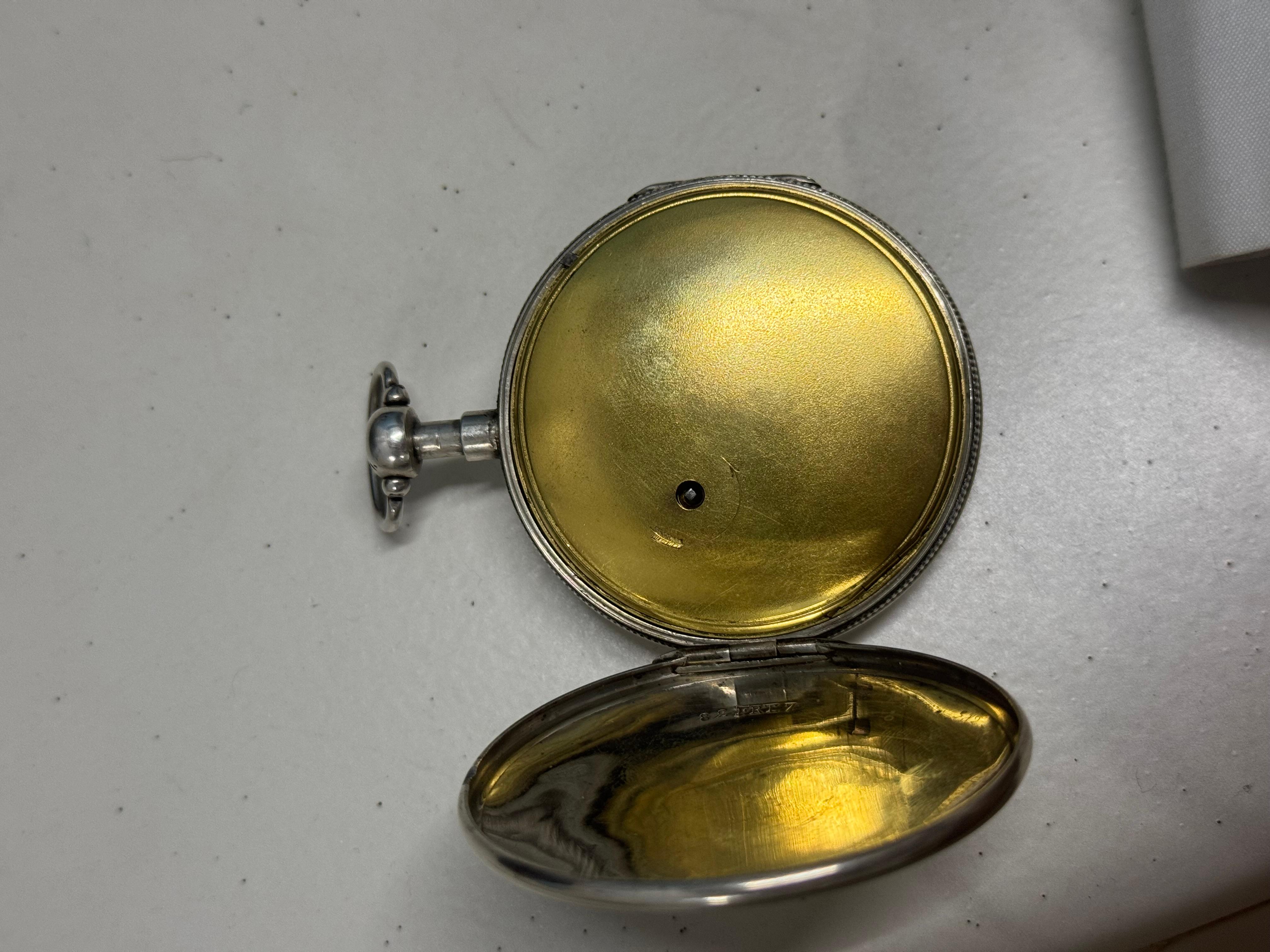 Antique Silver incassato French Verge Quarter Repeater Pocket Watch 54mm Repousse in vendita 3