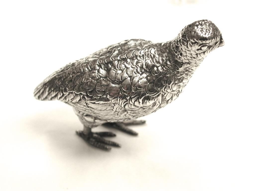 English Antique Silver Cast Model of a Partridge, 1907 For Sale