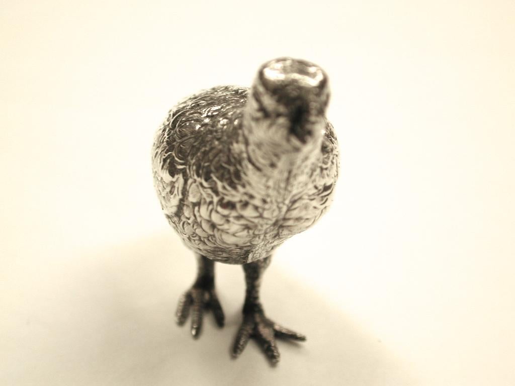 Antique Silver Cast Model of a Partridge, 1907 In Good Condition For Sale In London, GB