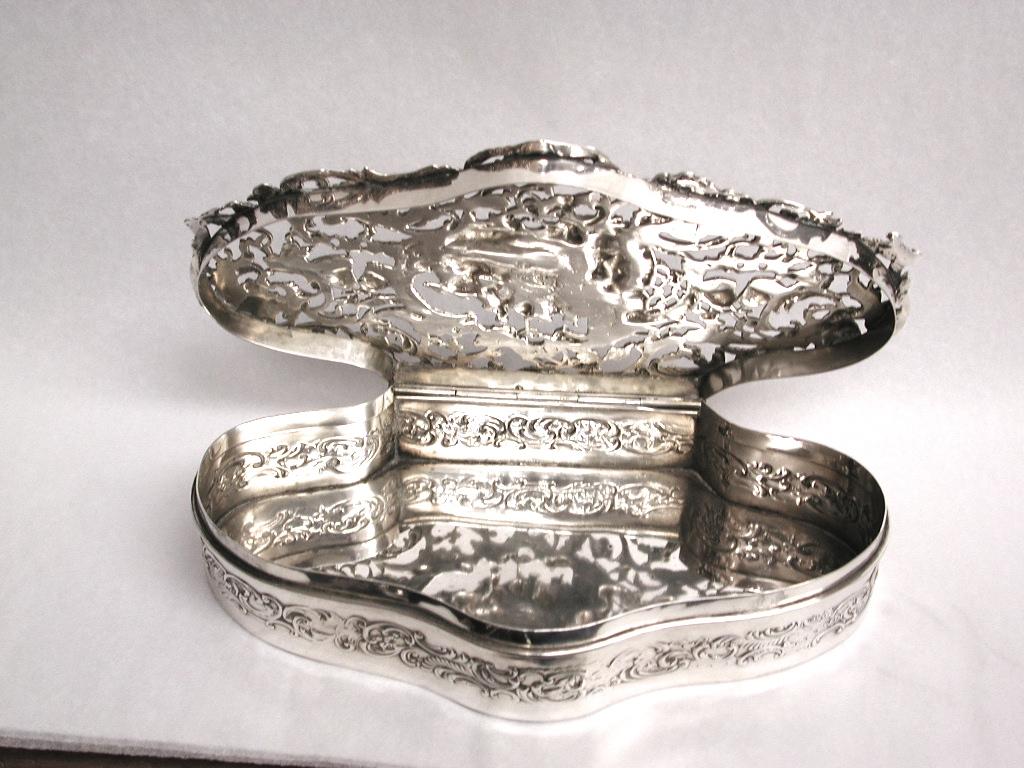 English Antique Silver Cast and Pierced Trinket Box, London Assay, William Comyns, 1902