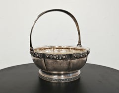 Antique Silver Centeriece - Basket with the crystal bowl, Germany 1900s