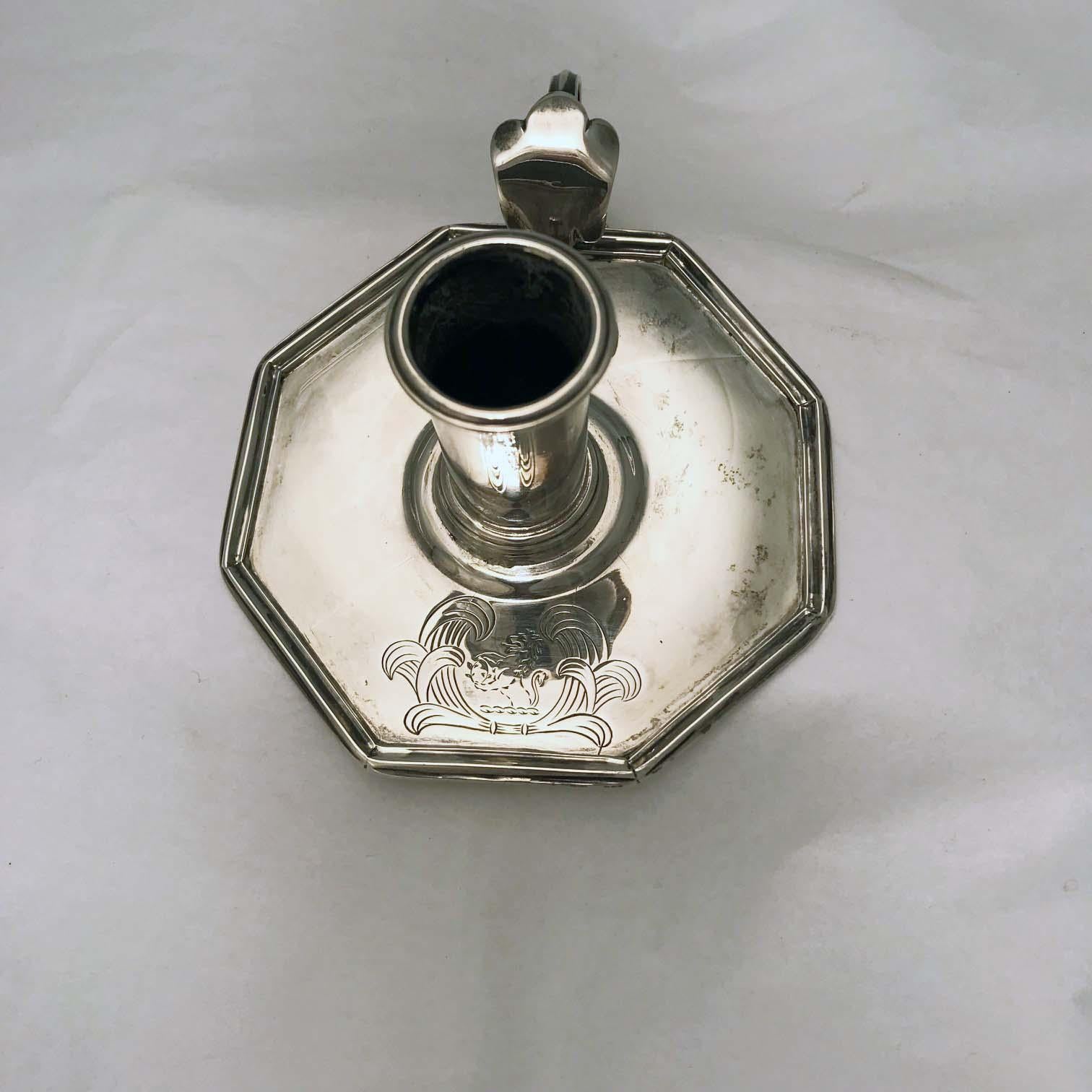 George II Antique  Silver Chamberstick For Sale