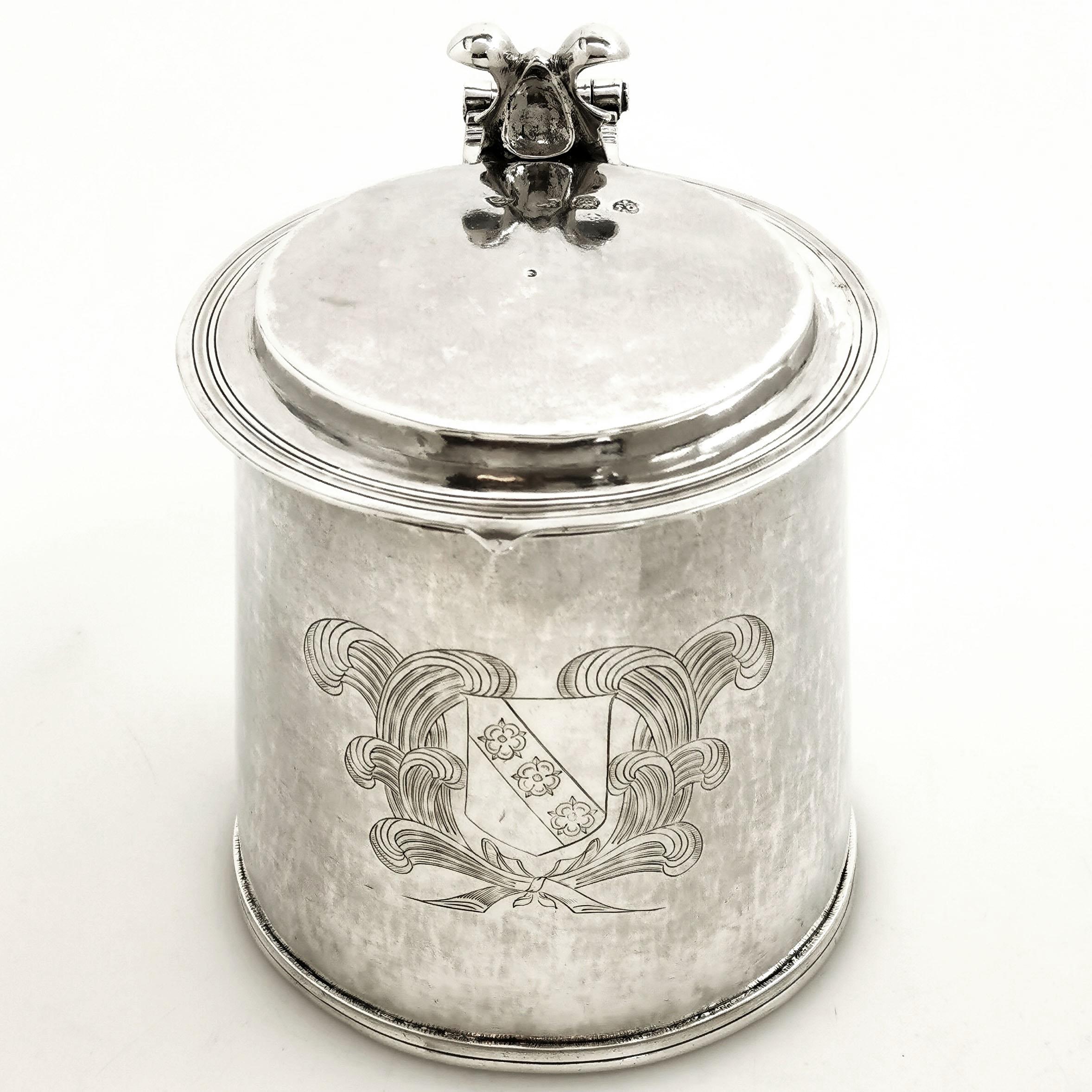 English Antique Silver Charles II Lidded Tankard Mug 1673 17th Century Beer Ale Tankard