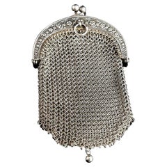 Porte-monnaie en argent antique et chatelaine, porte-monnaie en argent 800